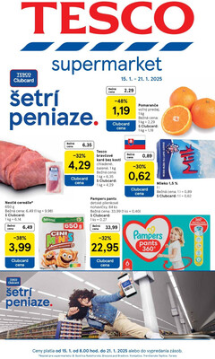 Leták Tesco supermarkety od 15.1. do 21.1.2025