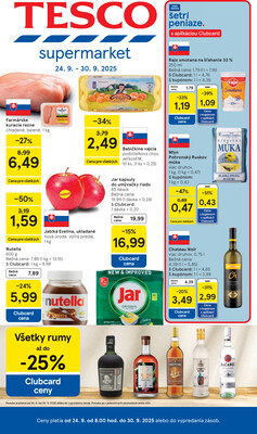 Tesco supermarkety od 24.9. do 30.9.2025