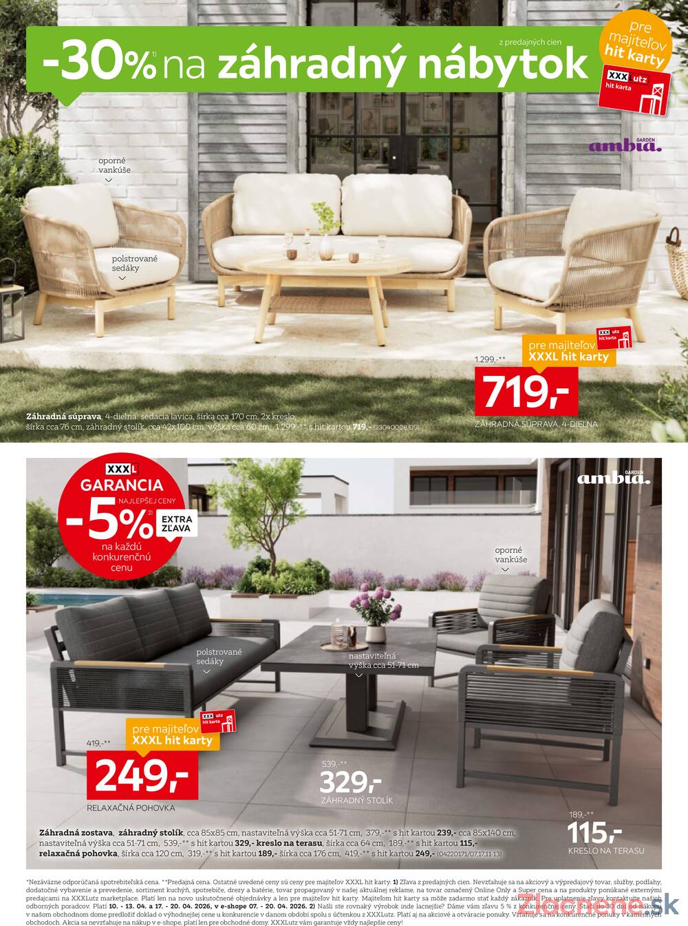 XXXlutz záhradný nábytok od 6.4. do 19.4.2026