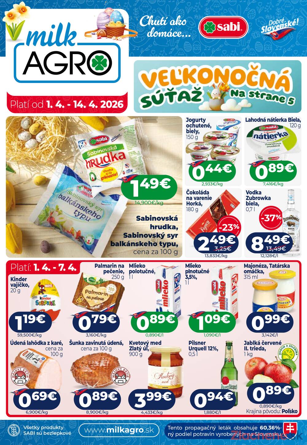 Leták MILK - AGRO - MILK - AGRO do 14.4. - strana 1