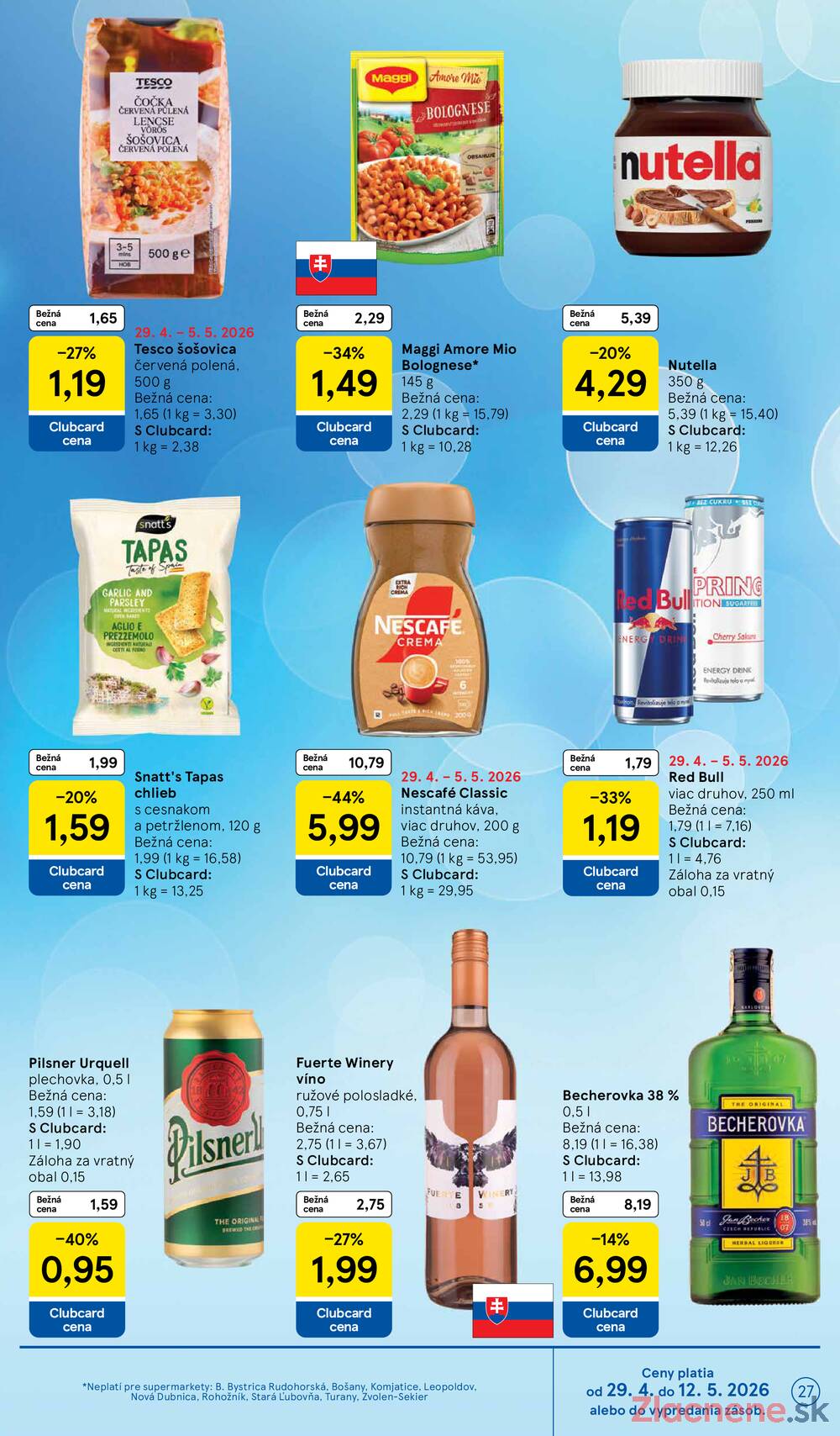 Tesco supermarkety od 29.4. do 5.5.2026