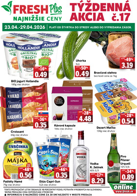 Leták Fresh Týždenná akcia FRESH Plus