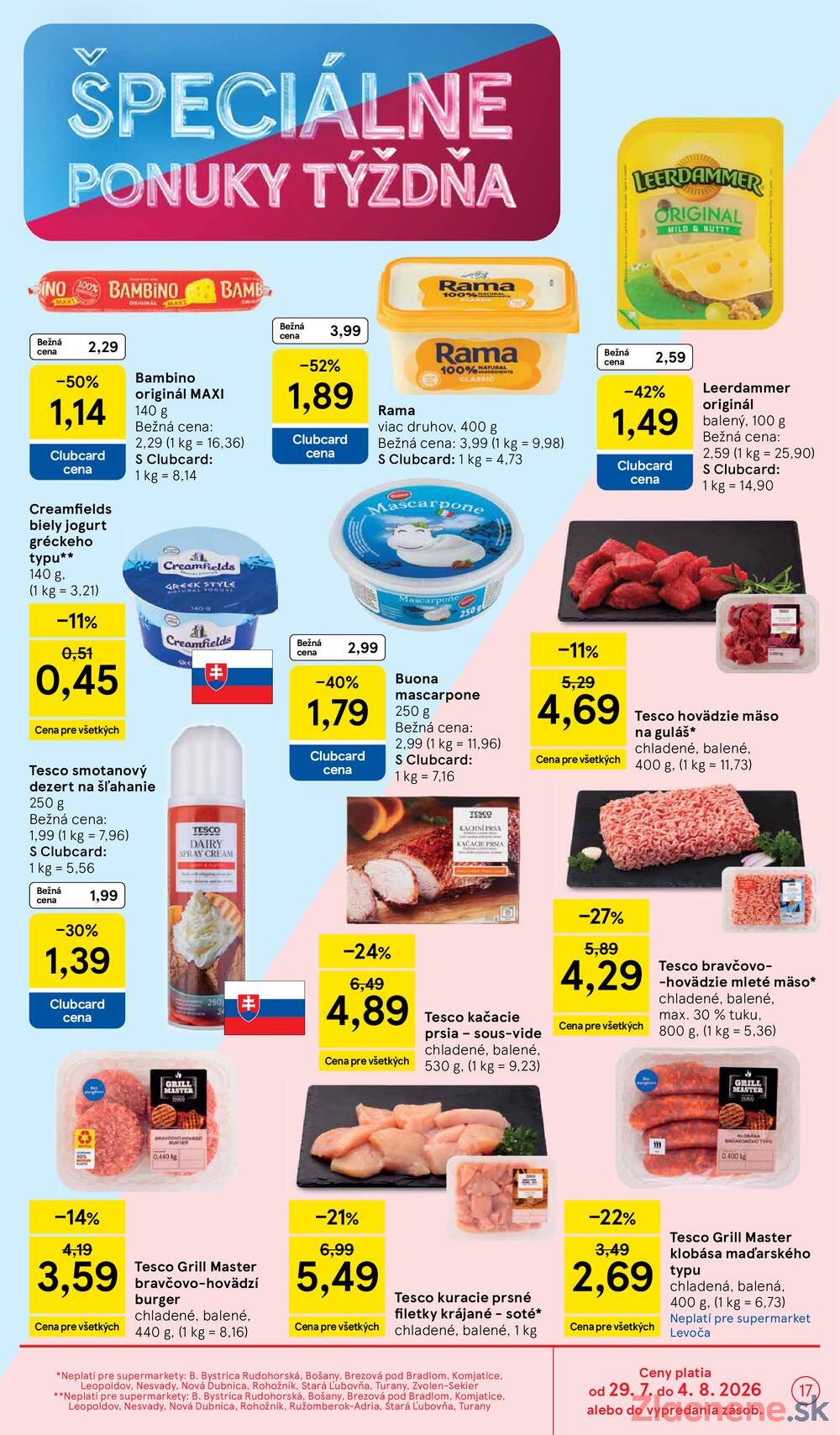 Tesco supermarkety od 29.7. do 4.8.2026