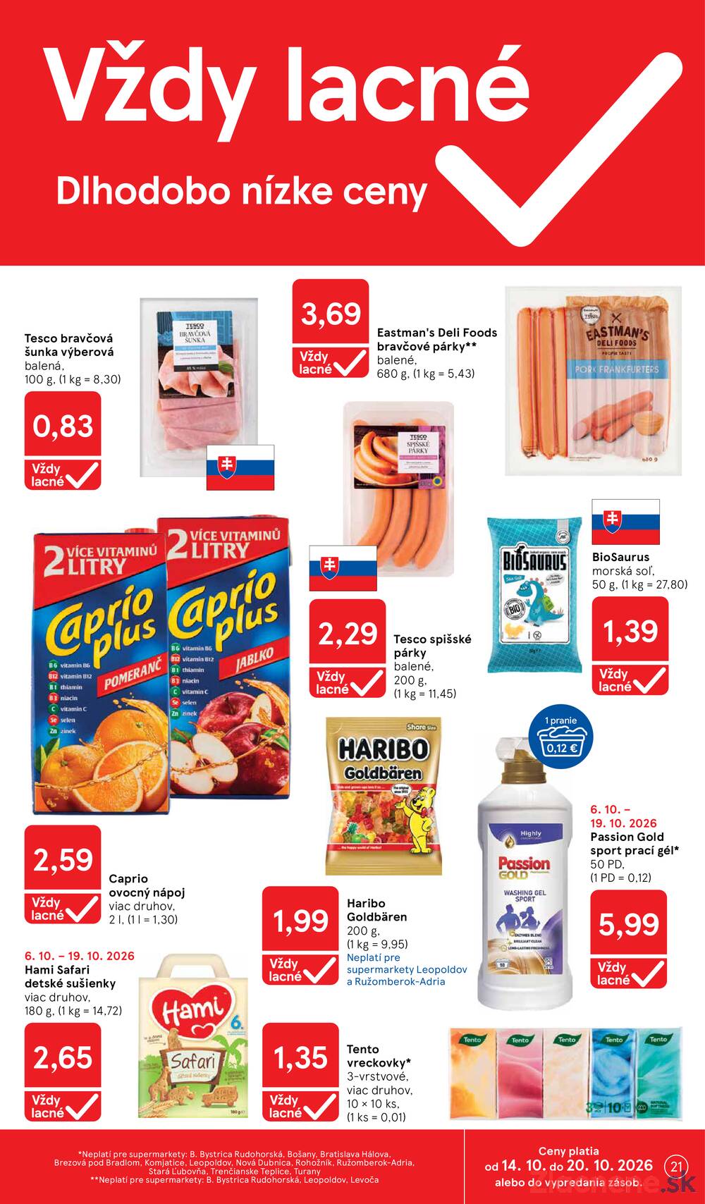 Tesco supermarkety od 14.10. do 20.10.2026
