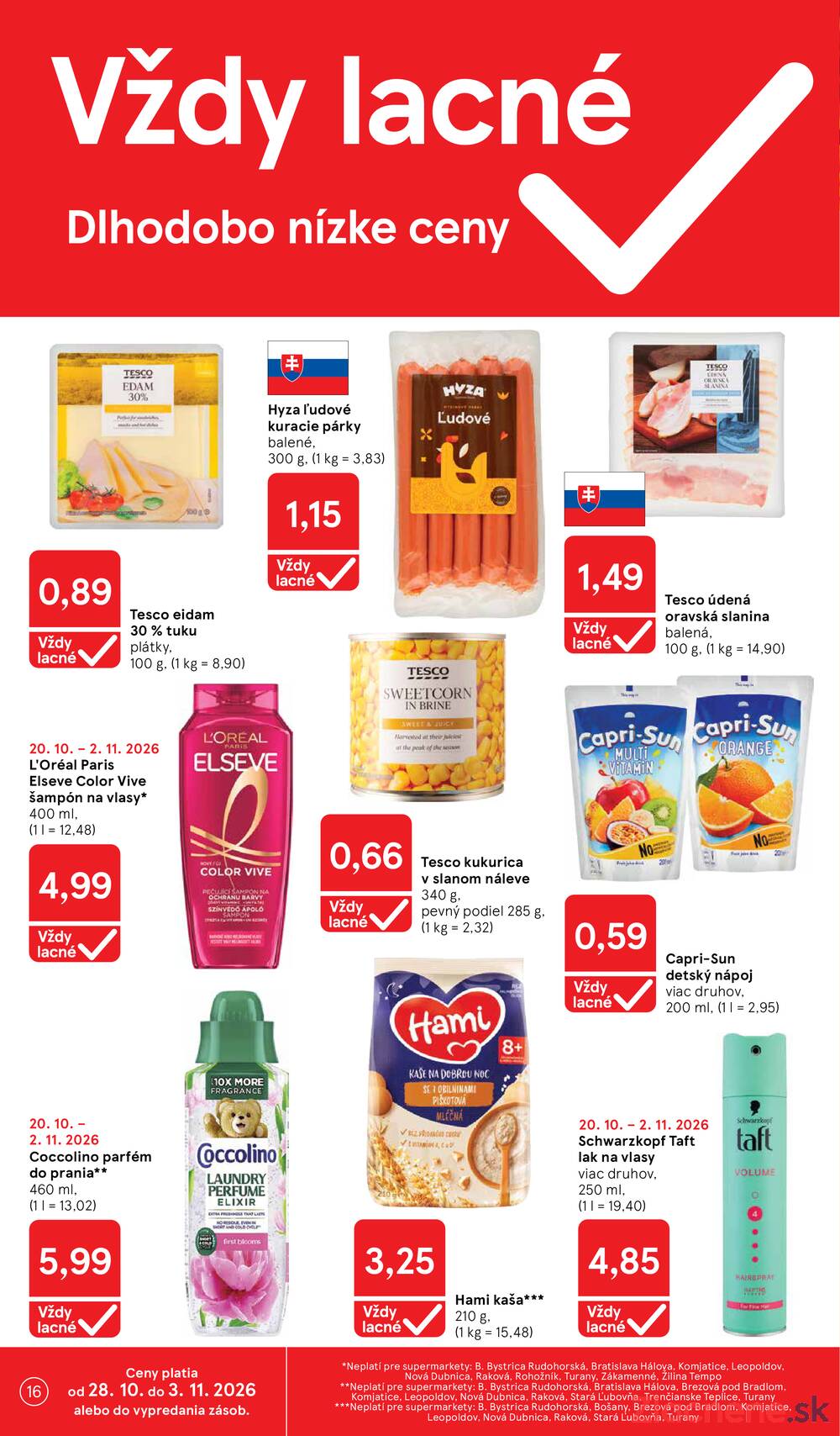 Tesco supermarkety od 28.10. do 3.11.2026