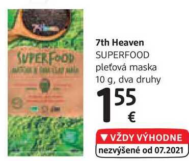 7th Heaven SUPERFOOD pleťová maska 10 g, dva druhy
