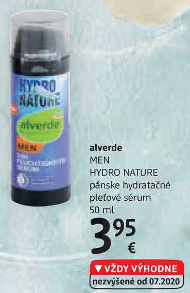 alverde MEN HYDRO NATURE pánske hydratačné pleťové sérum, 50 ml 