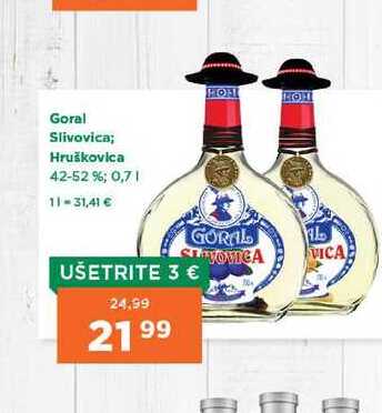 Goral Slivovica; Hruškovica 42-52 %; 0,7 l