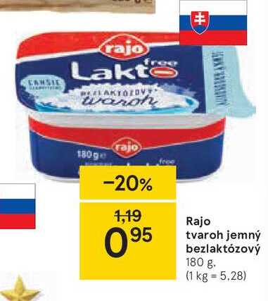 Rajo tvaroh jemný bezlaktózový, 180 g