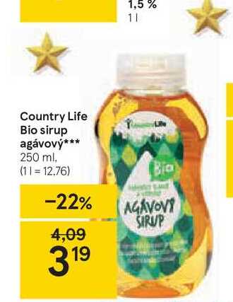Country Life Bio sirup agávový, 250 ml