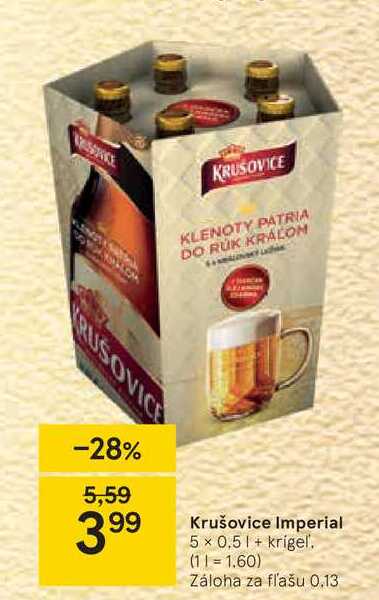 Krušovice Imperial, 5 x 0,5 l