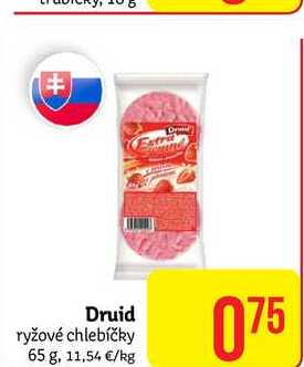 Druid ryžové chlebíčky 65 g, 11,54 €/kg 0,75 