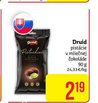 Druid pistácie v mliečnej čokolade 90 g