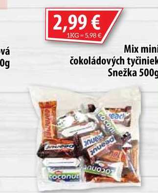 Mix mini čokoládových tyčiniek Snežka 500 g