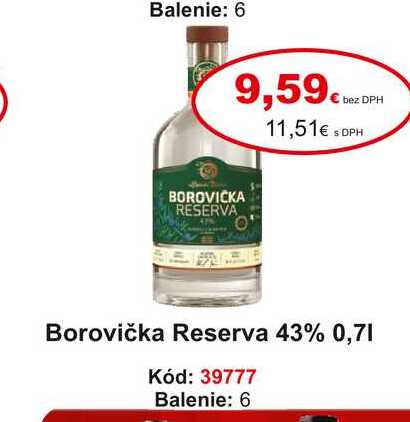 Borovička Reserva 43% 0,7 l