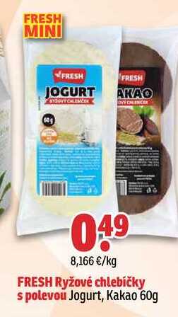 FRESH Ryžové chlebíčky spolevou Jogurt, Kakao 60g