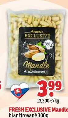 FRESH EXCLUSIVE Mandle blanžírované 300g