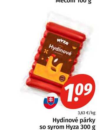 Hydinové párky so syrom Hyza 300 g