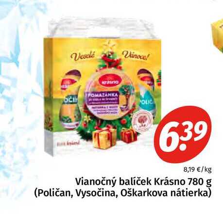 Vianočný balíček Krásno 780 g (Poličan, Vysočina, Oškarkova nátierka) 