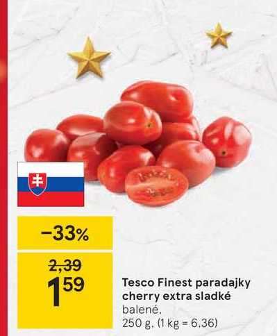 Tesco Finest paradajky cherry extra sladké, 250 g