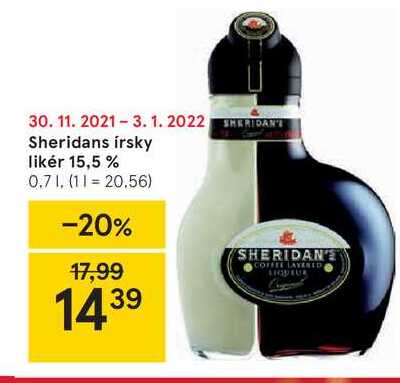 Sheridans írsky likér 15,5 %, 0,7 l