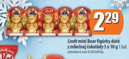 Lindt mini Bear figúrky duté z mliečnej čokolády 5 x 10 g 