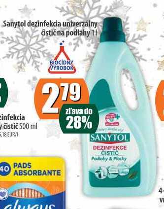 Sanytol dezinfekcia univerzálny čistična podlahy 1 l