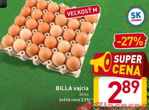   BILLA vajcia 30 ks 