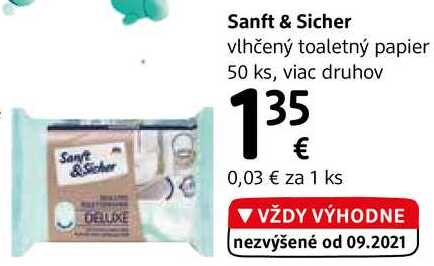 Sanft & Sicher vlhčený toaletný papier 50 ks, viac druhov 