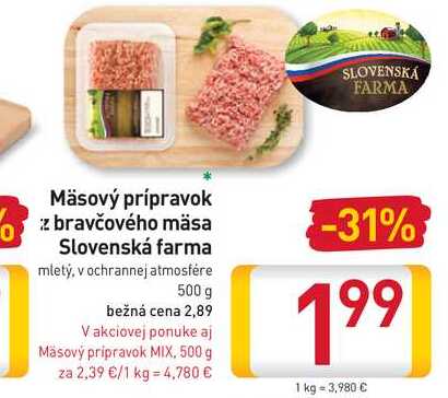  Mäsový prípravok z bravčového mäsa Slovenská farma  500 g