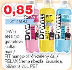 DrWitt ANTIOX- granátové jablko- acal/ FIT mango-citron-zeleny čal/ RELAX čierna ribezla, brusnica, ibištek 0.75L