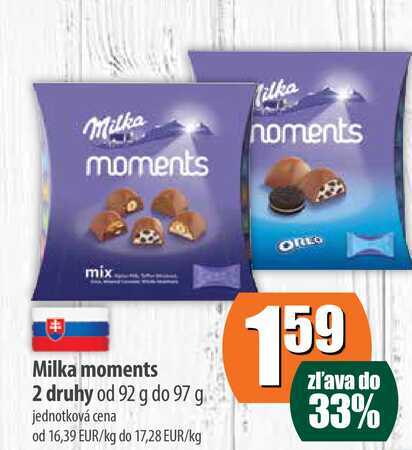 Milka moments od 92 g do 97 g