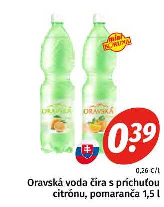 Oravská voda číra s príchuťou citrónu, pomaranča 1,5l