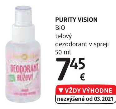 PURITY VISION BIO telový dezodorant v spreji, 50 ml 