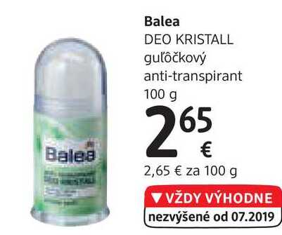 Balea DEO KRISTALL guľôčkový anti-transpirant, 100 g 