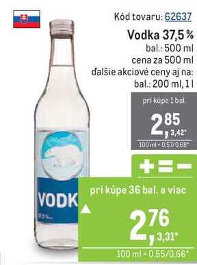 Vodka 37,5% bal.: 500 ml 