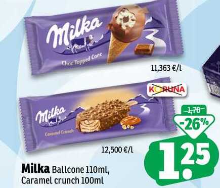Milka Ballcone 110ml, Caramel crunch 100ml 