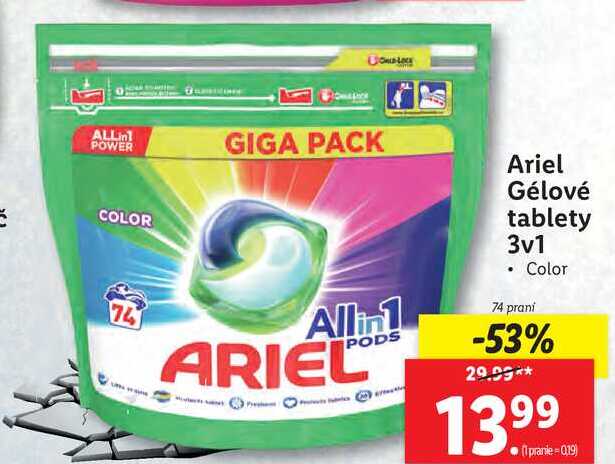 Ariel Gélové tablety 3v1 74 praní 