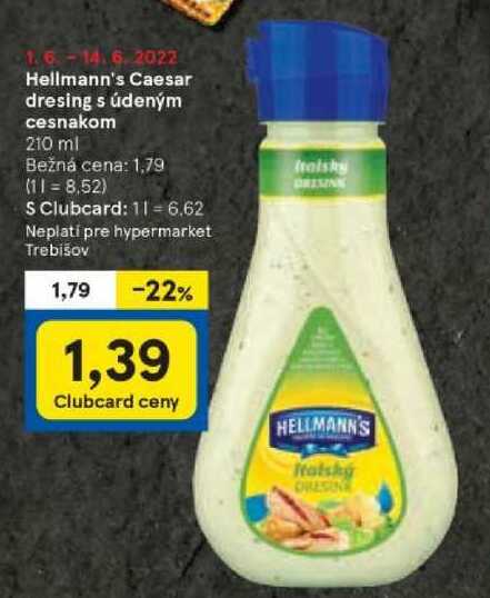 Hellmann's Caesar dresing s údeným cesnakom, 210 ml