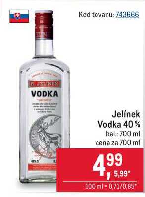 Jelínek Vodka 40% bal: 700 ml