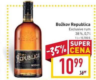 Božkov Republica Exclusive rum 38%, 0,7l