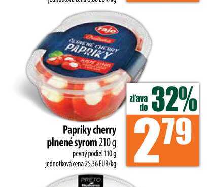 Papriky cherry plnené syrom 210 g 