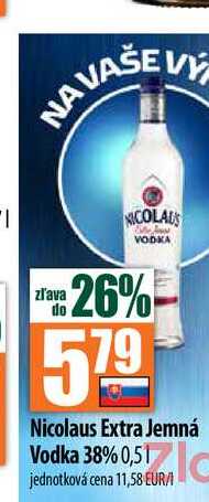 Nicolaus Extra Jemná Vodka 38% 0,5 l
