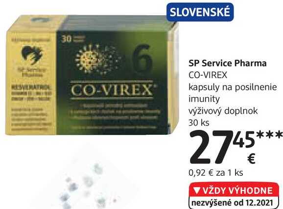 SP Service Pharma CO-VIREX kapsuly na posilnenie imunity výživový doplnok, 30 ks