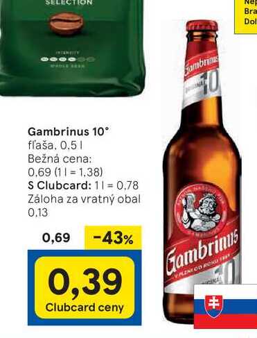 Gambrinus 10 %, 0,5 l