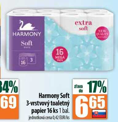 Harmony Soft 3-vrstvový toaletný papier 16 ks  