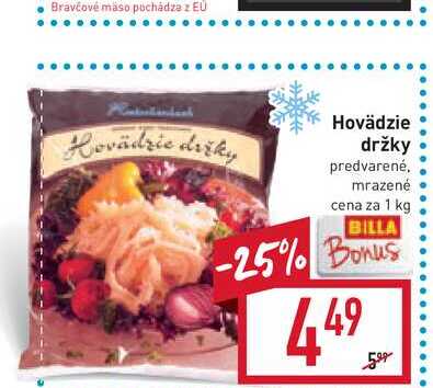 Hovädzie držky predvarené, mrazené cena za 1 kg