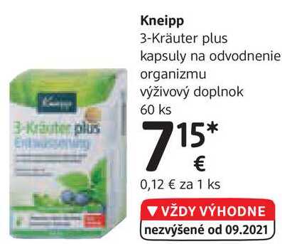 Kneipp 3-Kräuter plus kapsuly na odvodnenie organizmu, 60 ks