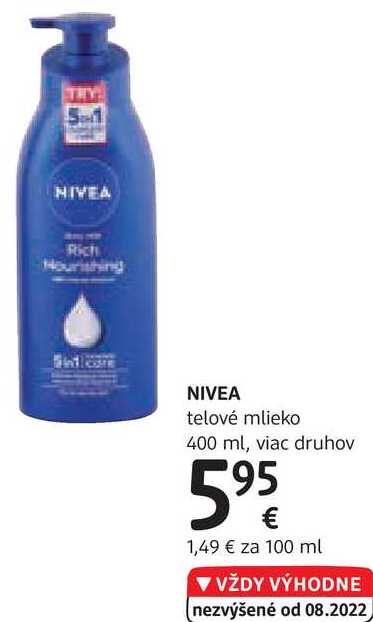 NIVEA telové mlieko, 400 ml