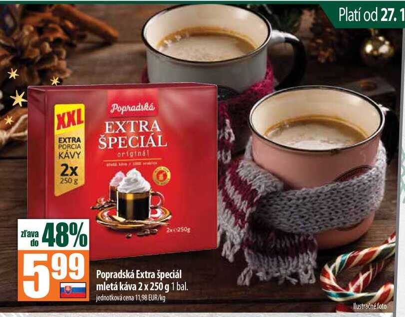 Popradská Extra špeciál mletá káva 2 x 250 g